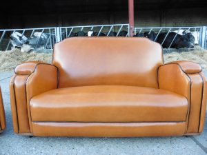 1940s leather suite reupholstered